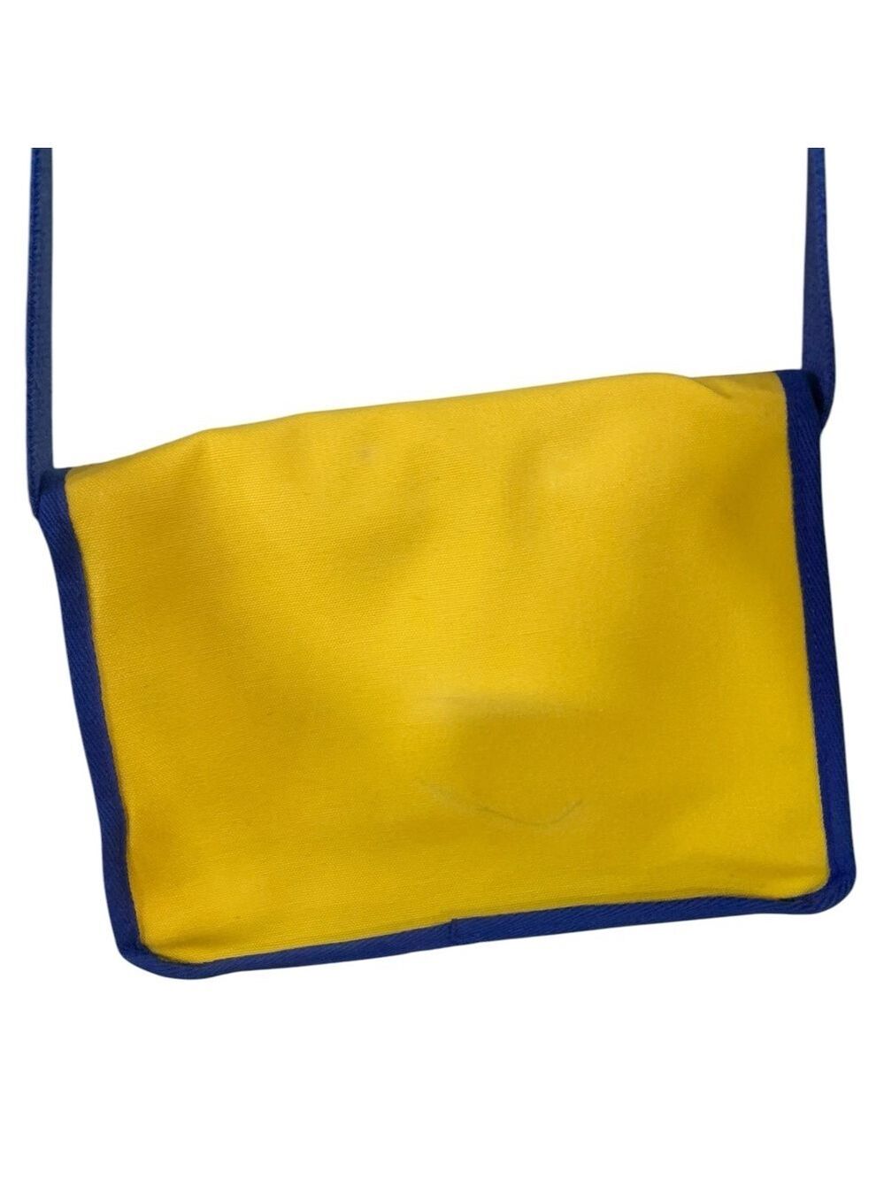 Vntg 80’s Etienne Aigner yellow and blue canvas shoulder bag- rare - Picture 7 of 10